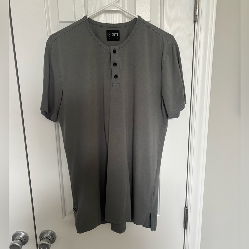 Men's Cuts clothing AO short Sleeve Henley Shirt sage gray